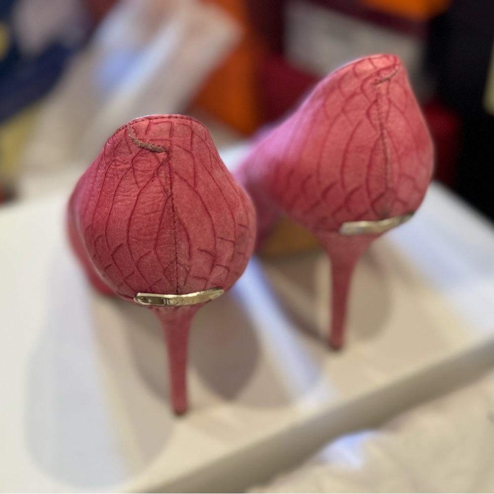 Christian Dior Leather Python Embossed Peep Toe P… - image 5